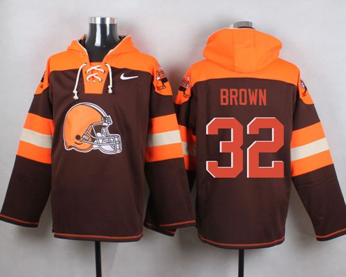 Nike Browns #32 Jim Brown Brown Player Pullover NFL Hoodie - Click Image to Close